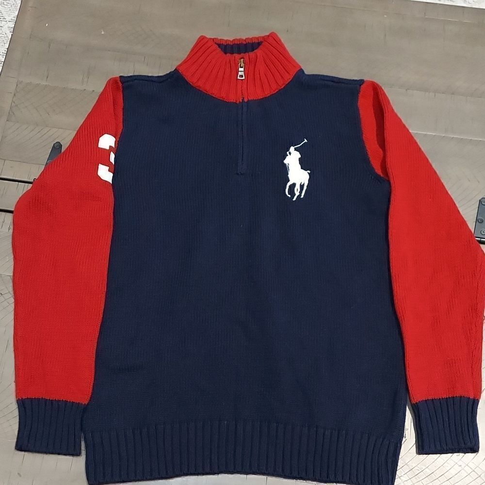 Polo Ralph Lauren Big Pony 1/4 Zip Sweater Sz XL 18-20
